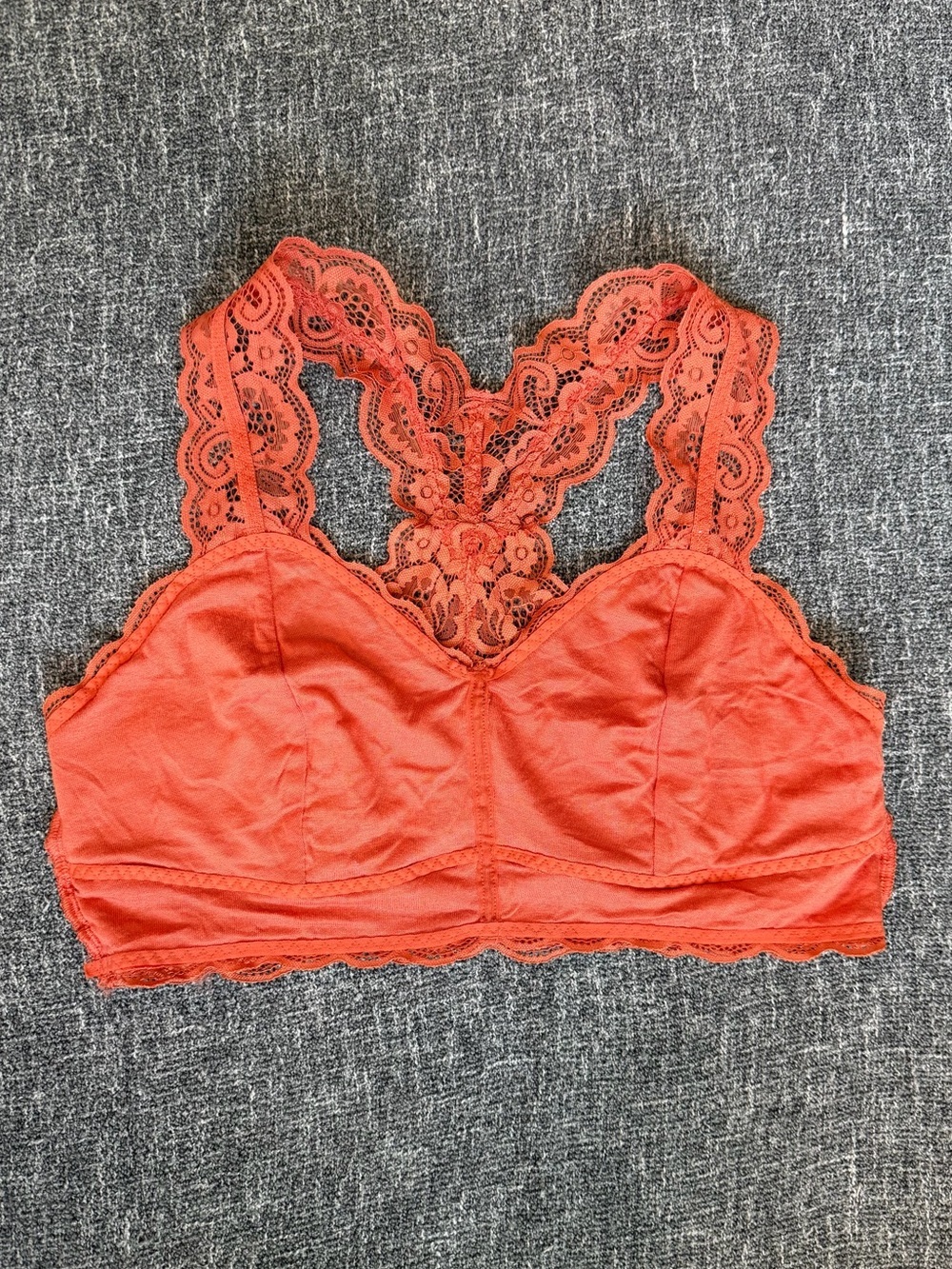 🧡Serra Lace Racerback Bralette - Coral Orange - Picture 13 of 14